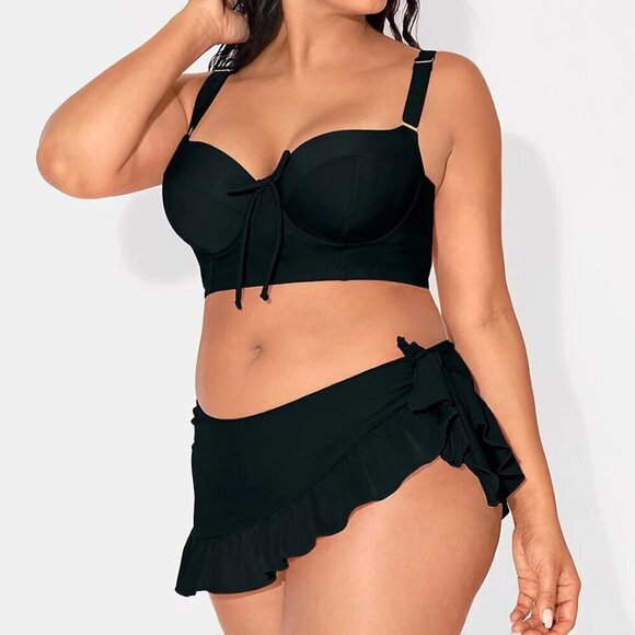 Smart & Sexy Women's Plus-Size Long Lined Underwire Swim Bikini Top. - Picture 1 of 4